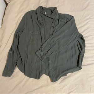 Grayish-olive green button up shirt